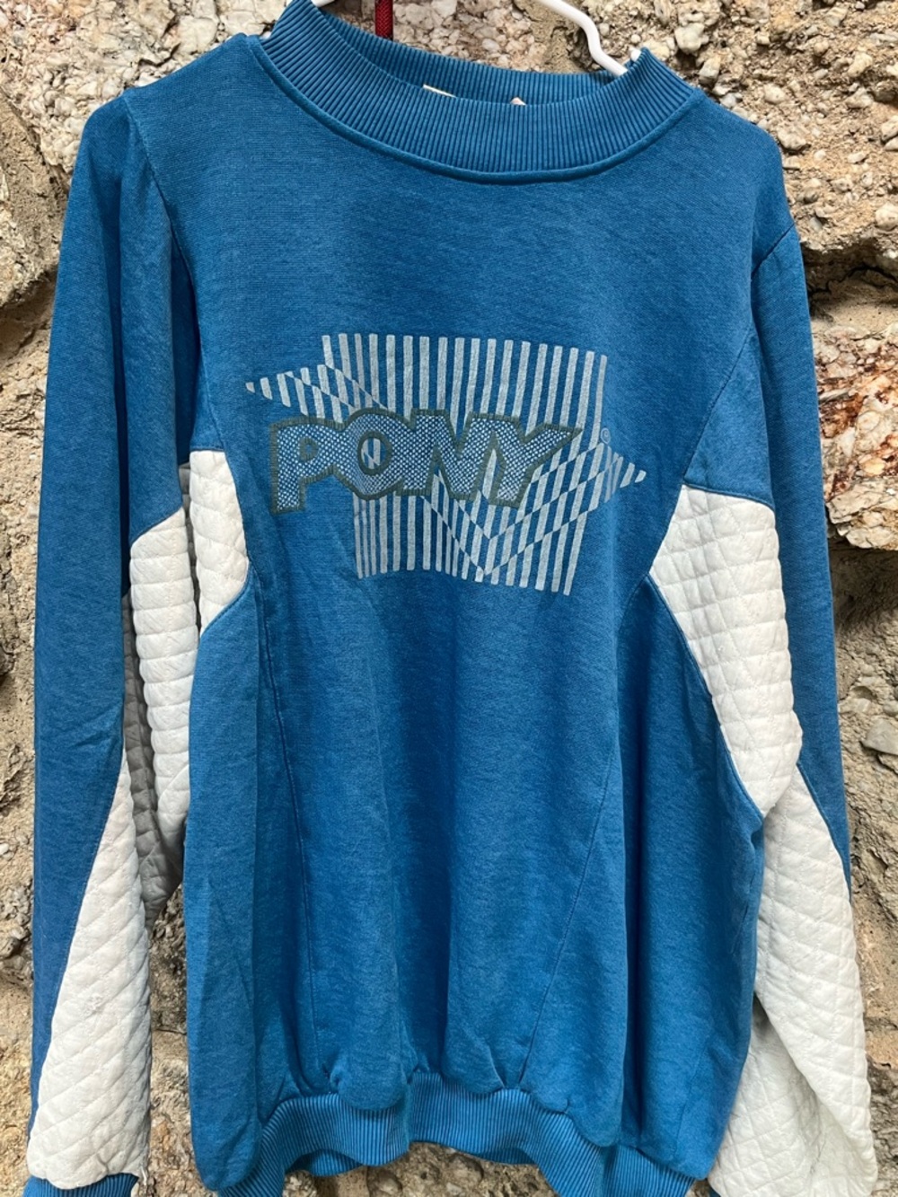 PONY Blue Quilted Sleeve Unisex Sweatshirt